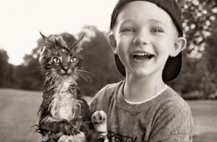 Дети и кошки (17 фотографий)