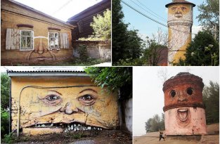 Лица на зданиях от Никиты Nomerz (14 фото)