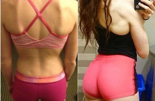 Девушка до и после занятий в тренажерном зале (4 фото)