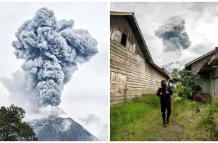 Деревни-призраки по соседству с действующим вулканом Синабунг (29 фото)