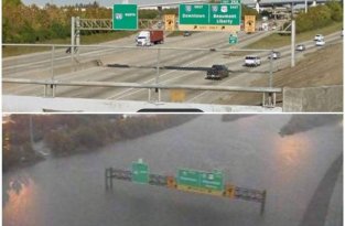 Хьюстон до и после наводнения в стиле 