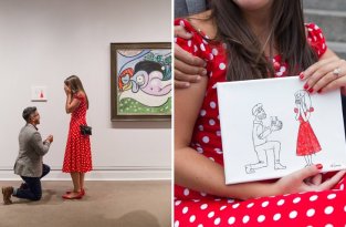 Парень сделал необычное предложение своей девушке прямо в художественном музее (5 фото)