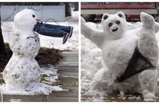 15 способов впасть в детство и развеселить соседей с помощью снеговиков (15 фото)