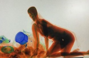 Китаянка полезла в рентген для багажа вслед за сумкой и стала произведением искусства (3 фото + 1 видео)