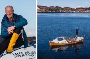 У берегов Британии спасли путешественника на самодельной лодке (5 фото)