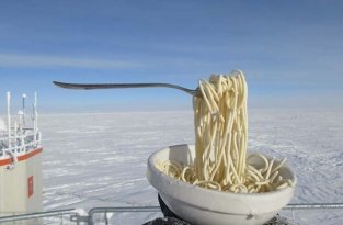 Вот как выглядят спагетти при 60 градусах ниже 0 (5 фото)