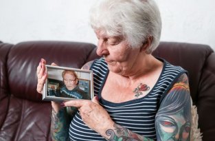 Британская старушка после смерти мужа усеяла тело татуировками (6 фото + 1 видео)