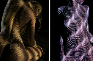 Фотограф облачает голых женщин в свет и тени (13 фото)