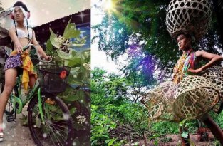 17-летний дизайнер из Тайланда создает наряды из проволоки, еды и цветов (13 фото)