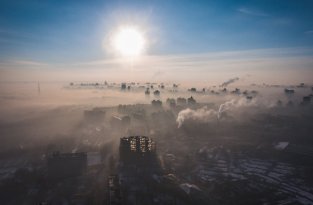 Киевский туман-смог с воздуха