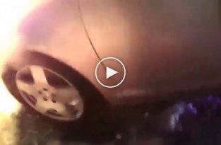 В США полицейский вытащил женщину из салона горящего авто