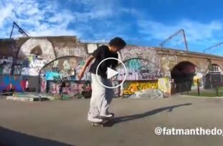 Лондонские скейтеры научили собаку снимать видео