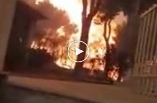Грек успел снять пожар, охвативший его дом видео