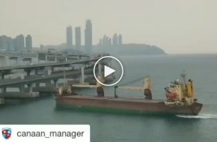 Российское грузовое судно SEAGRAND врезалось в мост в Южной Корее