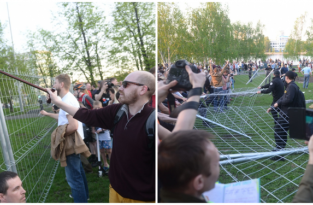 В Екатеринбурге местные жители устроили протест против строительства храма на месте сквера (8 фото)