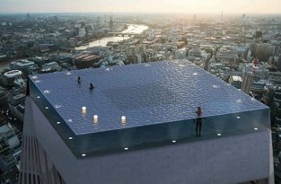 В Лондоне представили проект элитного бассейна на крыше небоскреба, но как до него добраться - непонятно (3 фото + 4 скриншота)