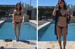 Звезда сериала «Друзья» Кортни Кокс запустила вирусный челлендж с бассейном и очками (3 фото + 1 видео)