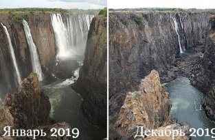 Водопад Виктория превратился в жалкую струйку (5 фото)