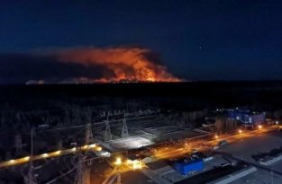 В Чернобыле сильный пожар: пламя уже дошло до Припяти и хранилищ с радиоактивными отходами (3 фото + 3 видео)