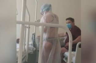 Российскую медсестру в прозрачном костюме и бикини показали с другого ракурса (3 фото)