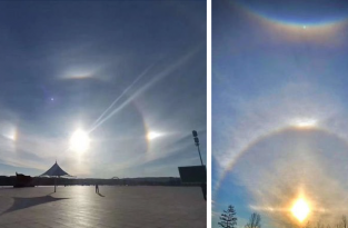 В небе над Китаем появилось три солнца (4 фото)