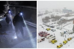 В Кузбассе при пожаре в шахте погибли 9 горняков (4 фото + 3 видео)