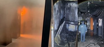 В Калужской области лифт загорелся, а затем рухнул (2 фото + 1 видео)