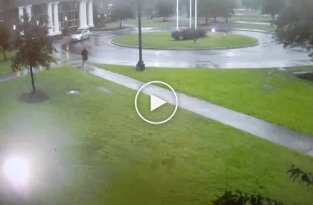 Молния выбила зонт из рук преподавателя