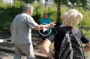 Пенсионер нокаутировал костылем оскорбившую его женщину (мат)