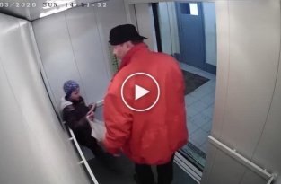 Отец года. Решил украсть зеркало из лифта при сыне
