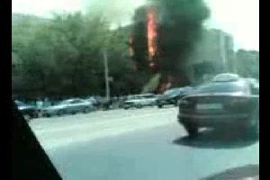 Сильный пожар в Донецке. Рембыттехника