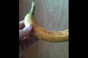 Бульдог ест банан
